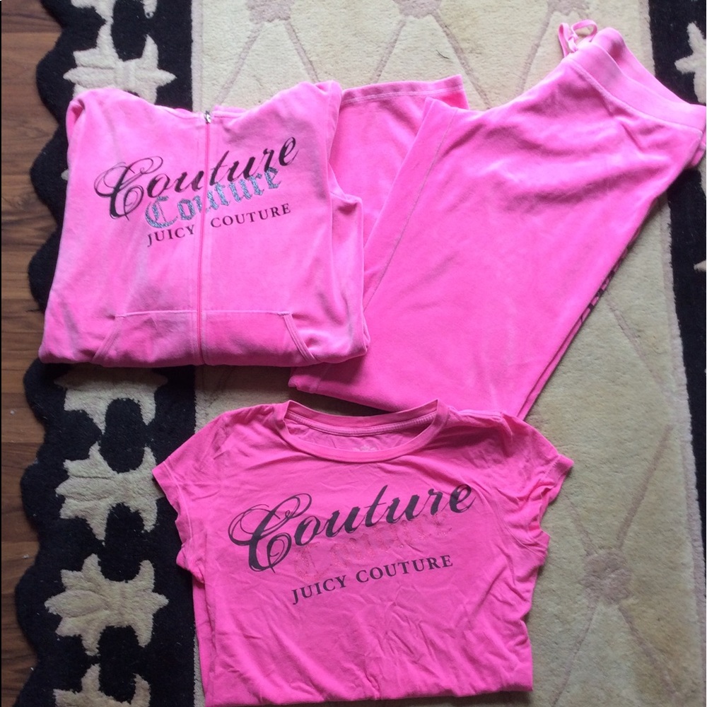 Juicy Couture 3 Piece Track Suit. EUC ! XL/L Pink